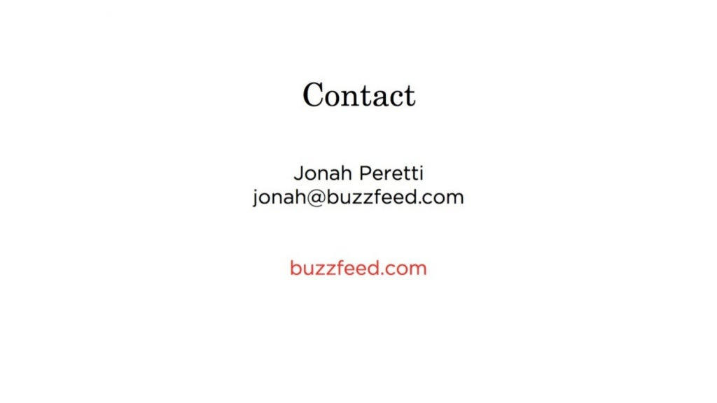 BuzzFeed pitch deck, slide 21: Contact