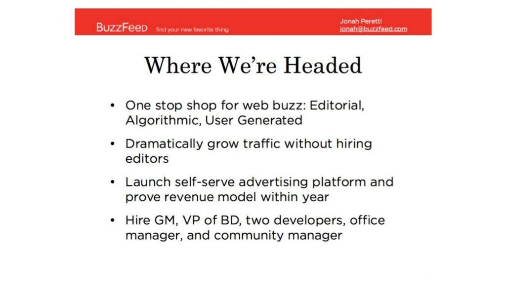 BuzzFeed pitch deck, slide 3: Where We're Headed
