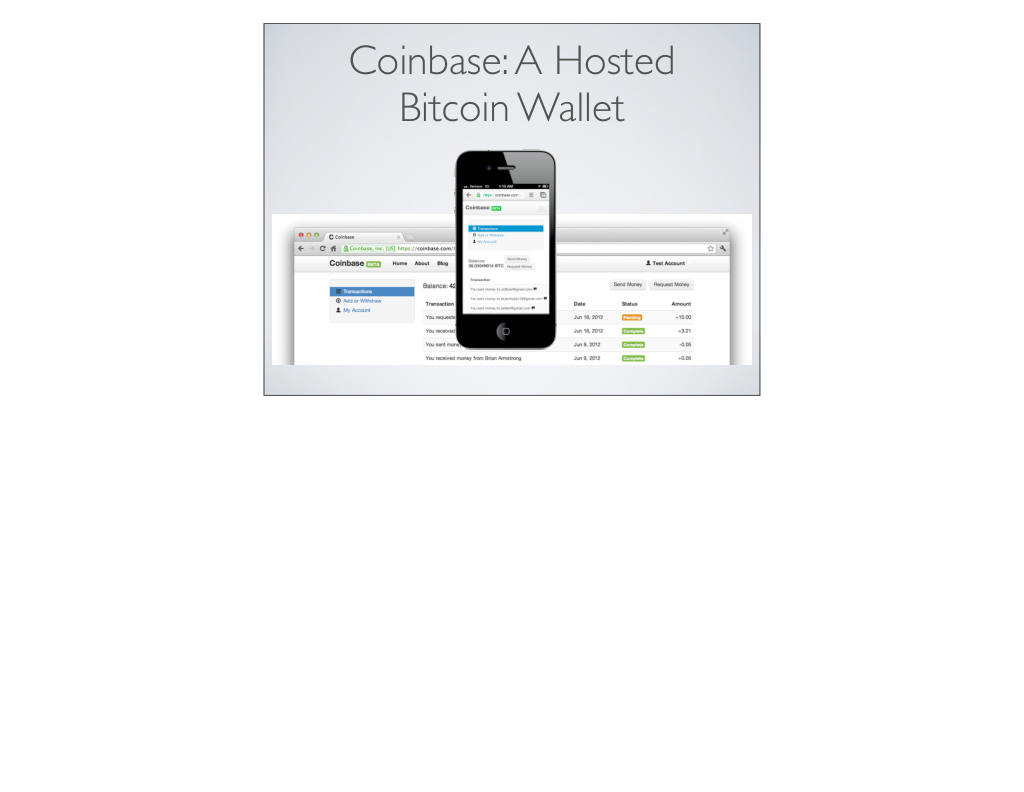 Coinbase pitch deck, slide 7: Product