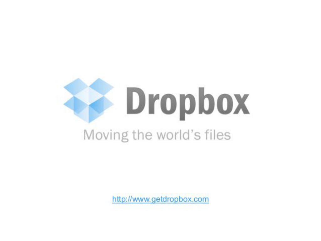 Dropbox pitch deck, slide 1: Cover