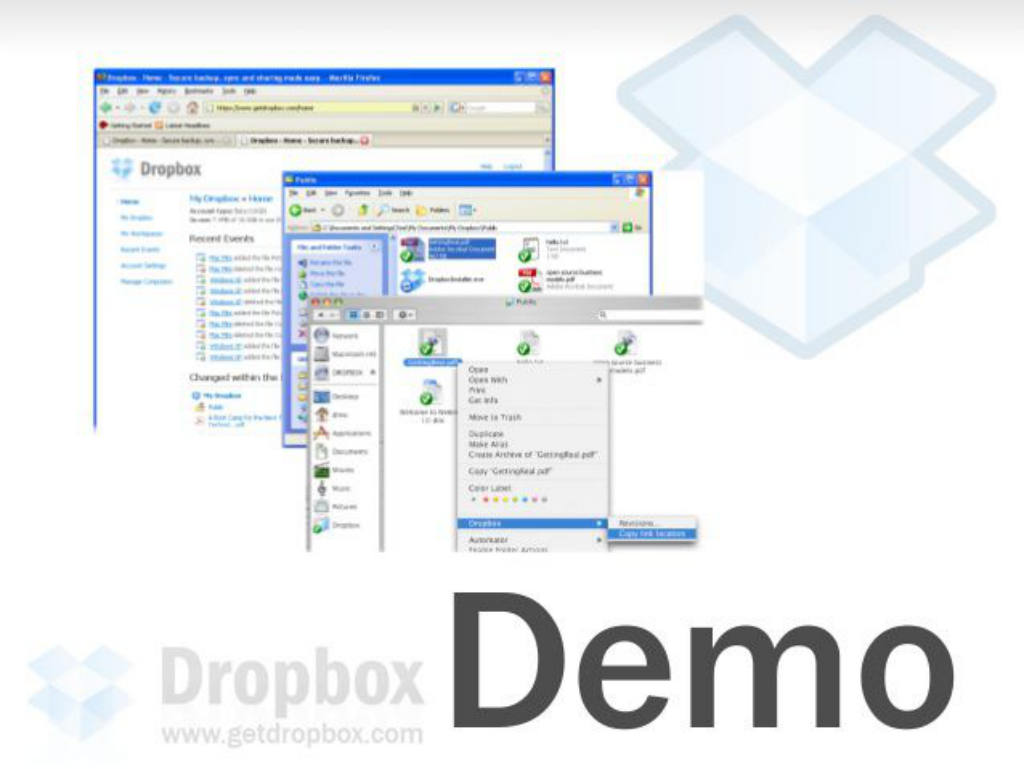 Dropbox pitch deck, slide 7: Demo
