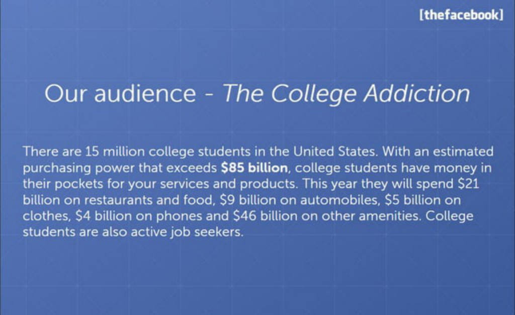 Facebook pitch deck, slide 13: Audience