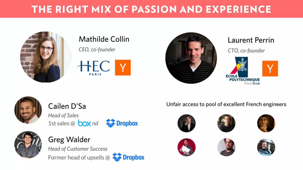 Front pitch deck, slide 16: Team