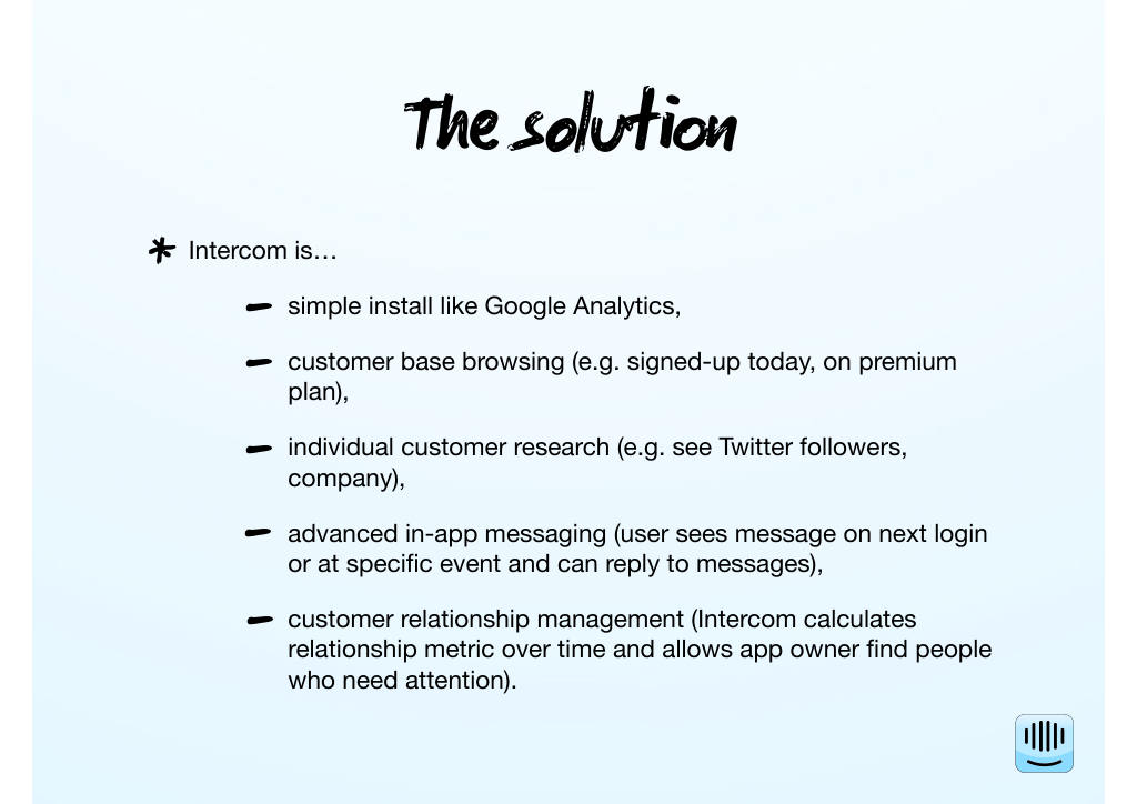 Intercom pitch deck, slide 4: The solution