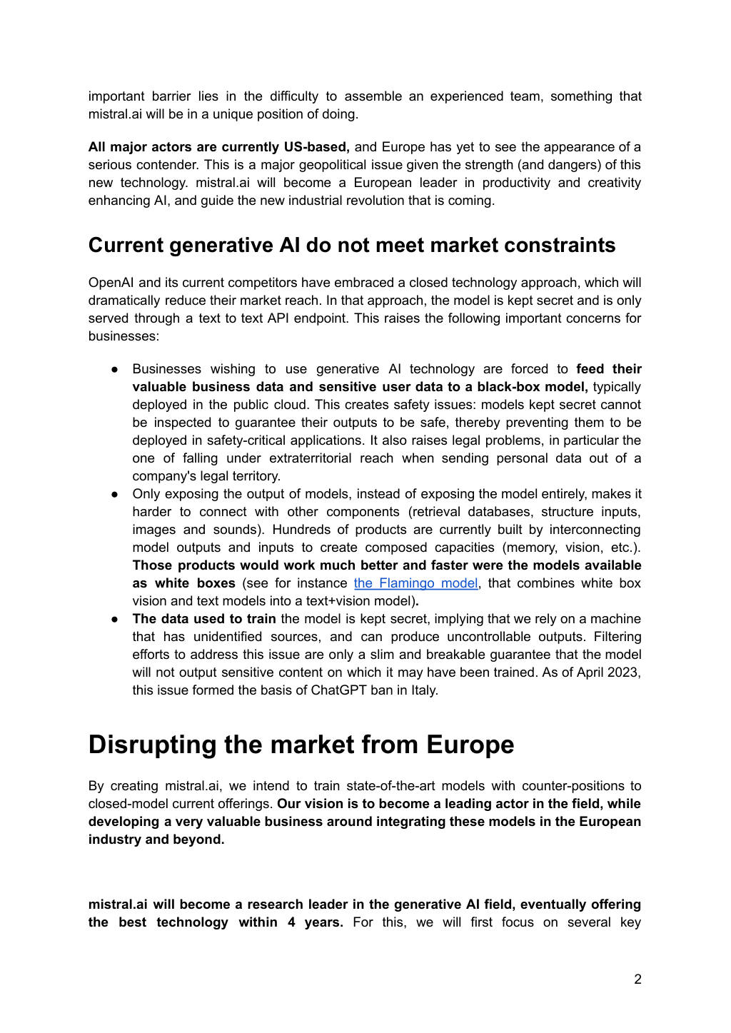 Mistral AI pitch deck, slide 2: Why closed models fall short