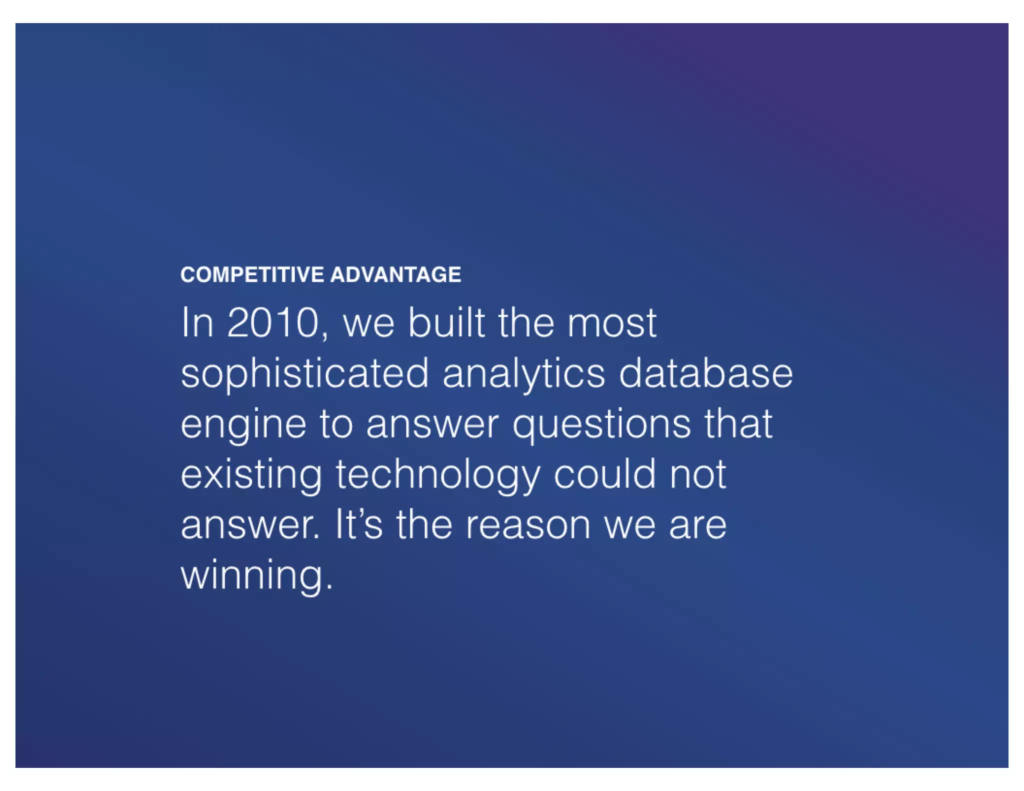 Mixpanel pitch deck, slide 6: Competitive Advantage