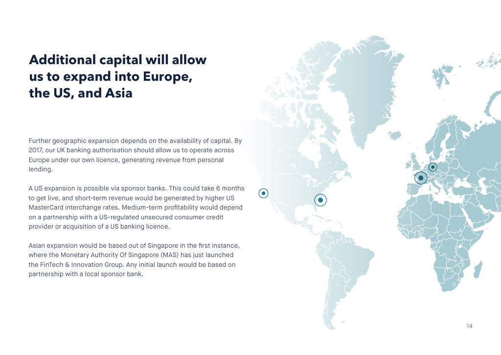 Monzo pitch deck, slide 14: Expansion
