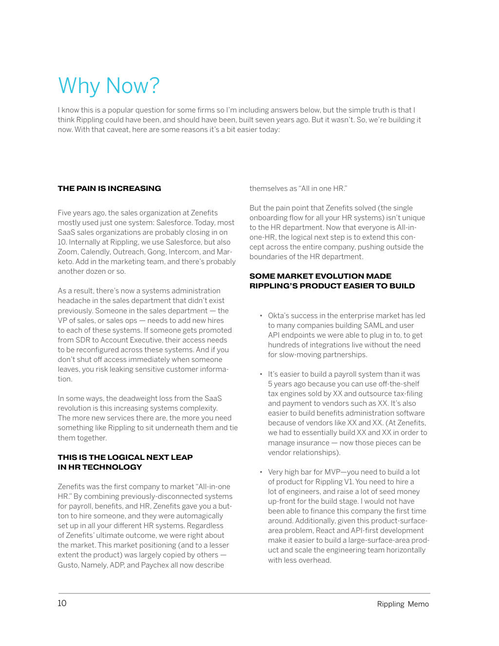 Rippling pitch deck, slide 10: Why now