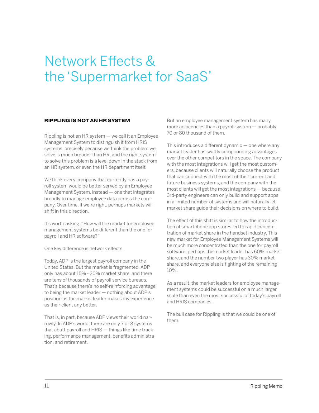 Rippling pitch deck, slide 11: Network effects