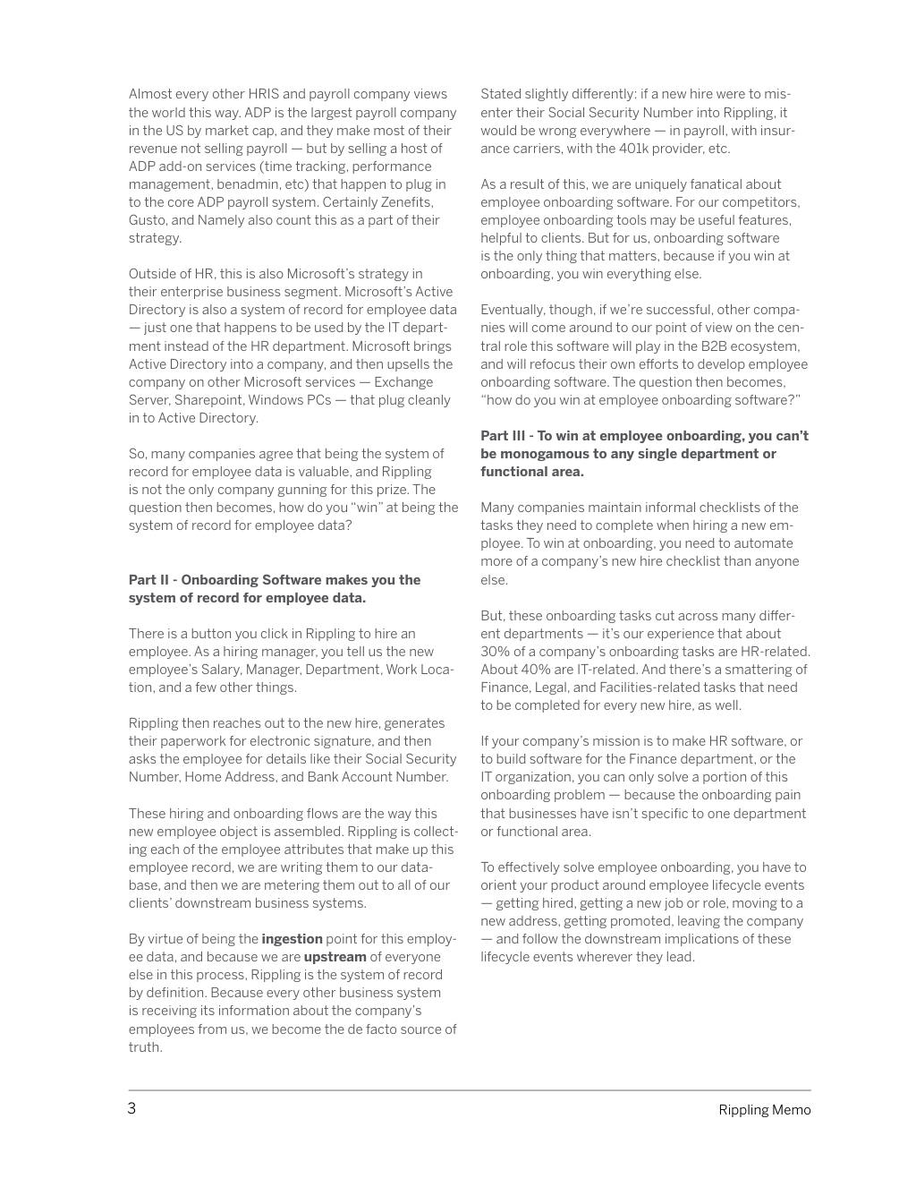 Rippling pitch deck, slide 3: Strategy, parts II and III