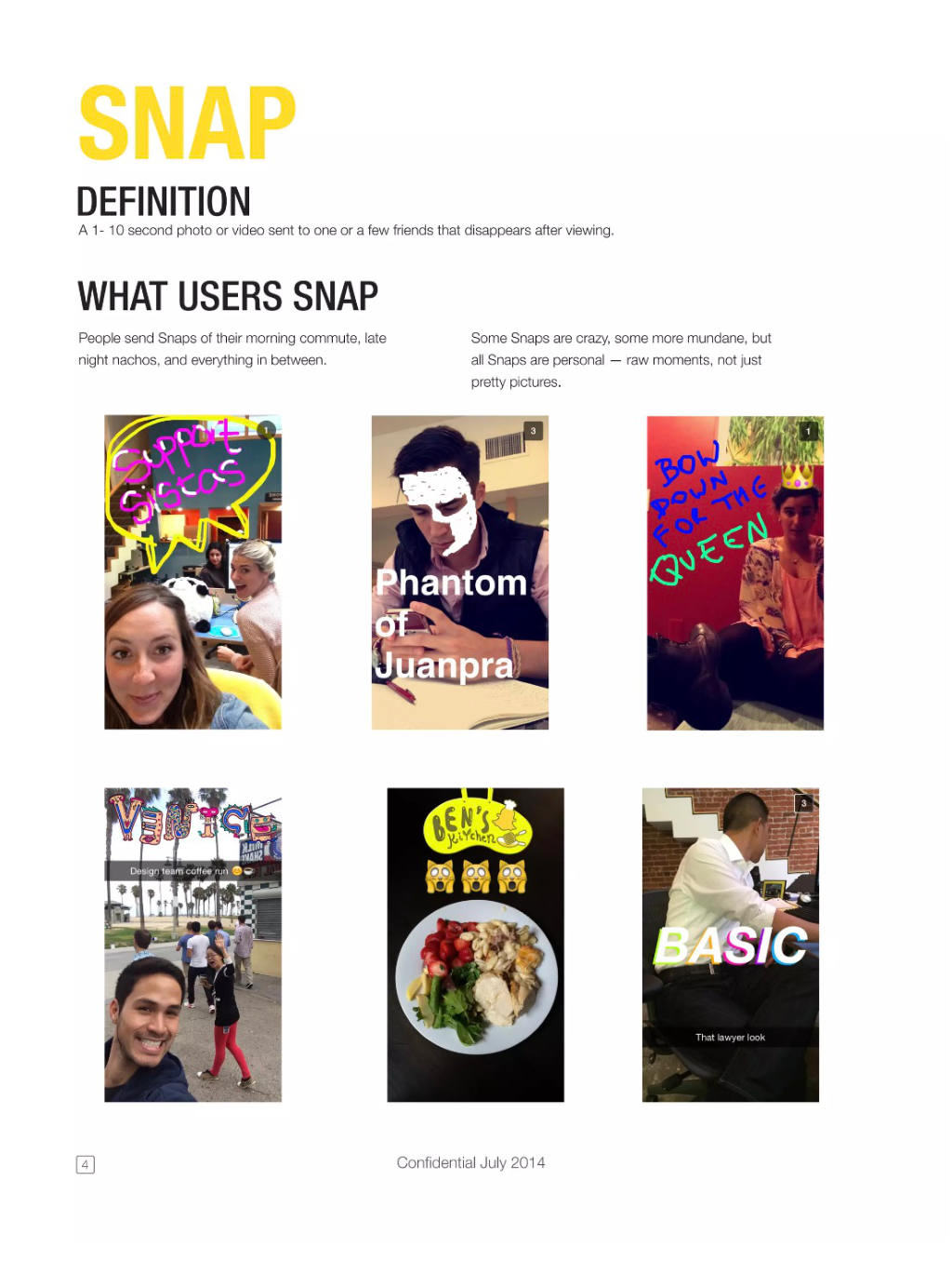 Snapchat pitch deck, slide 5: Snap