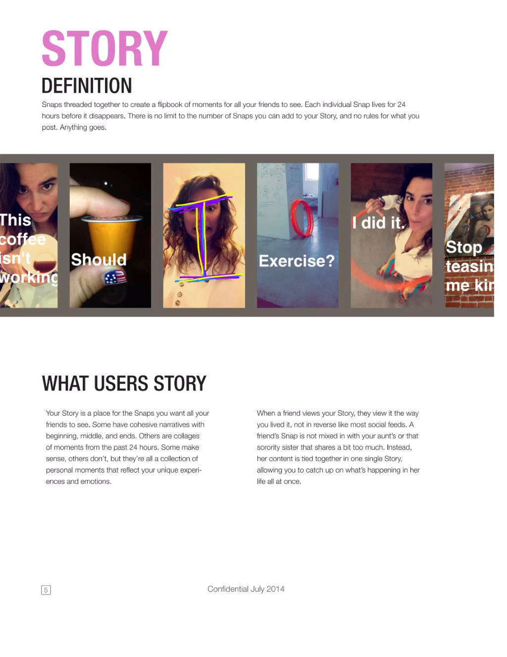Snapchat pitch deck, slide 6: Story