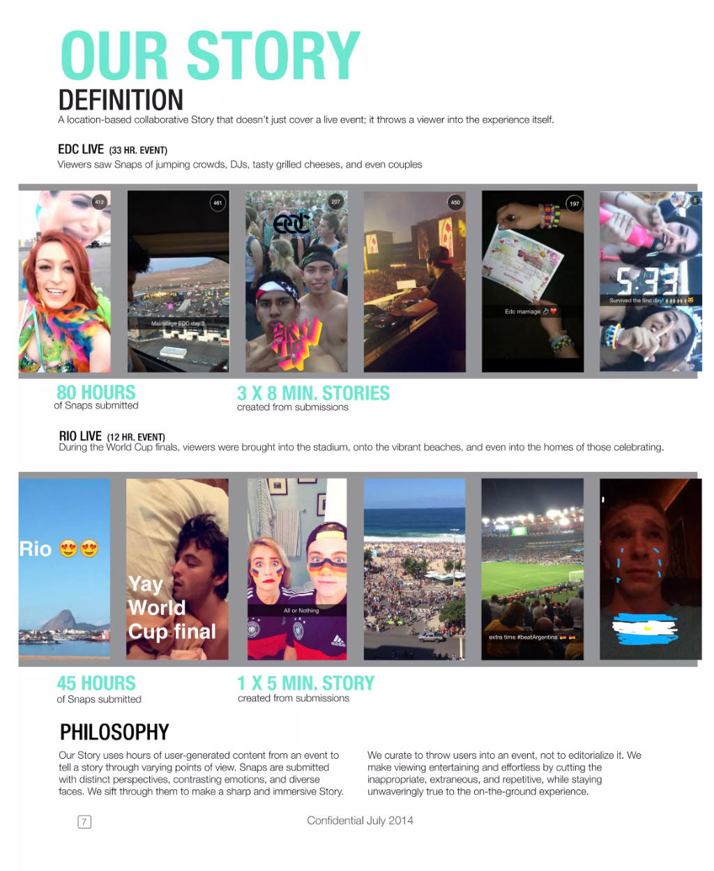 Snapchat pitch deck, slide 8: Our Story