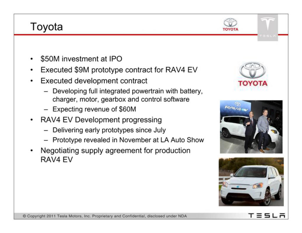 Tesla pitch deck, slide 4: Toyota