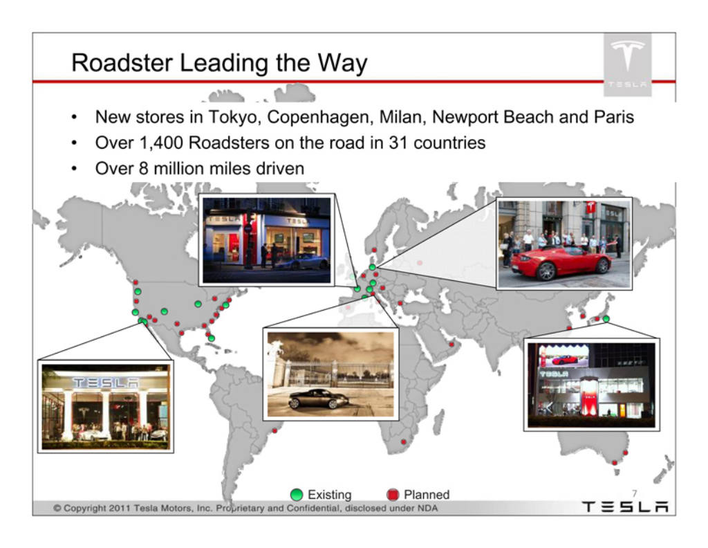 Tesla pitch deck, slide 7: Roadster