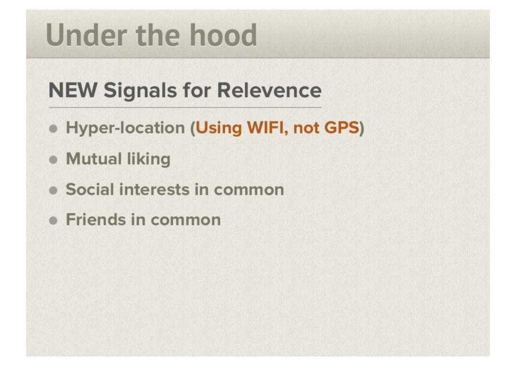 Tinder pitch deck, slide 9: Under the hood