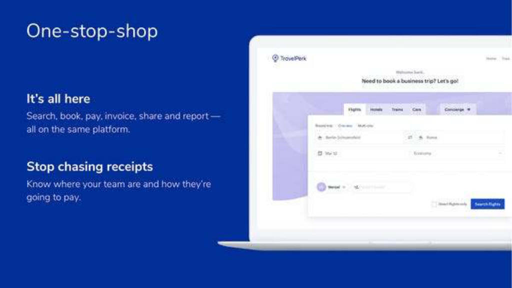 TravelPerk pitch deck, slide 9: One-stop shop