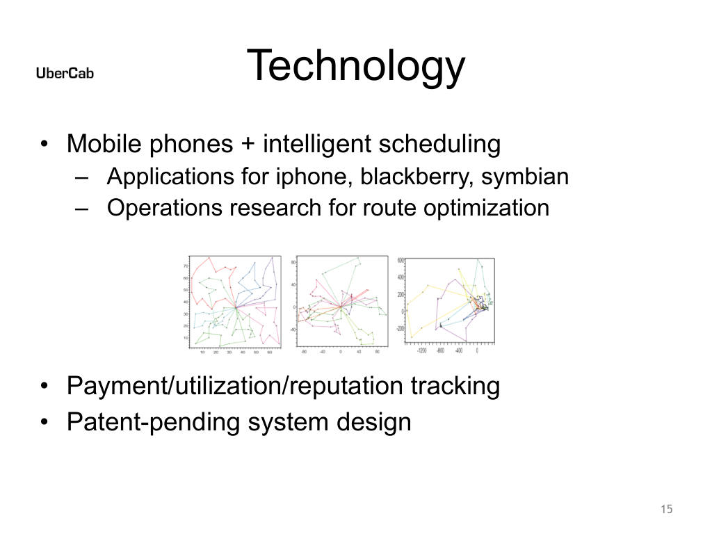 Uber pitch deck, slide 15: Technology