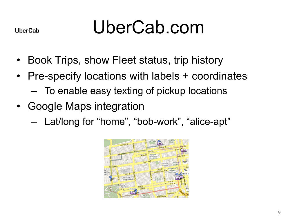 Uber pitch deck, slide 9: UberCab.com