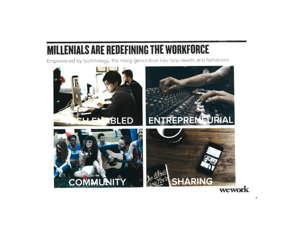 WeWork pitch deck, slide 4: Millennials