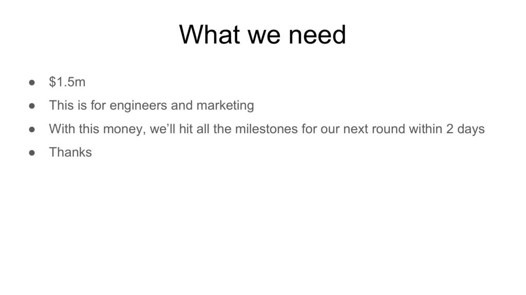 Y Combinator pitch deck, slide 10: The ask