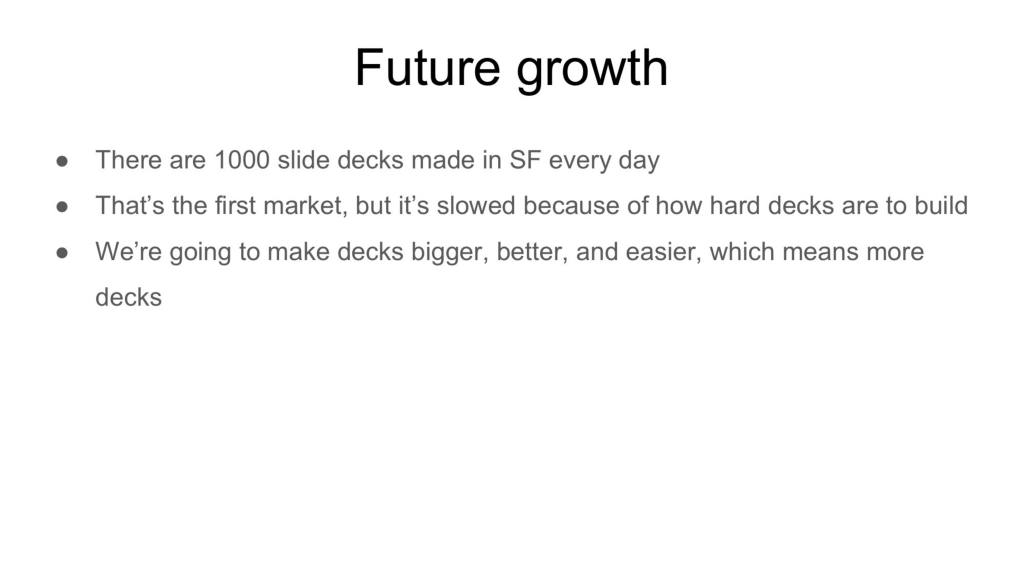 Y Combinator pitch deck, slide 8: Market