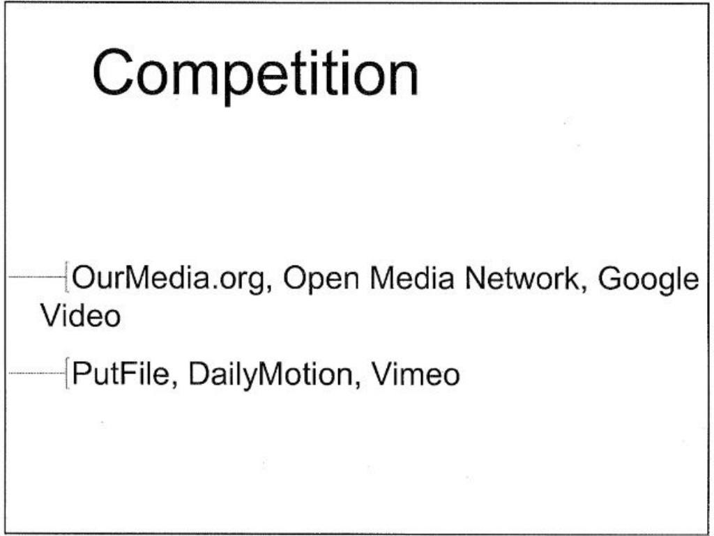 YouTube pitch deck, slide 6: Competition